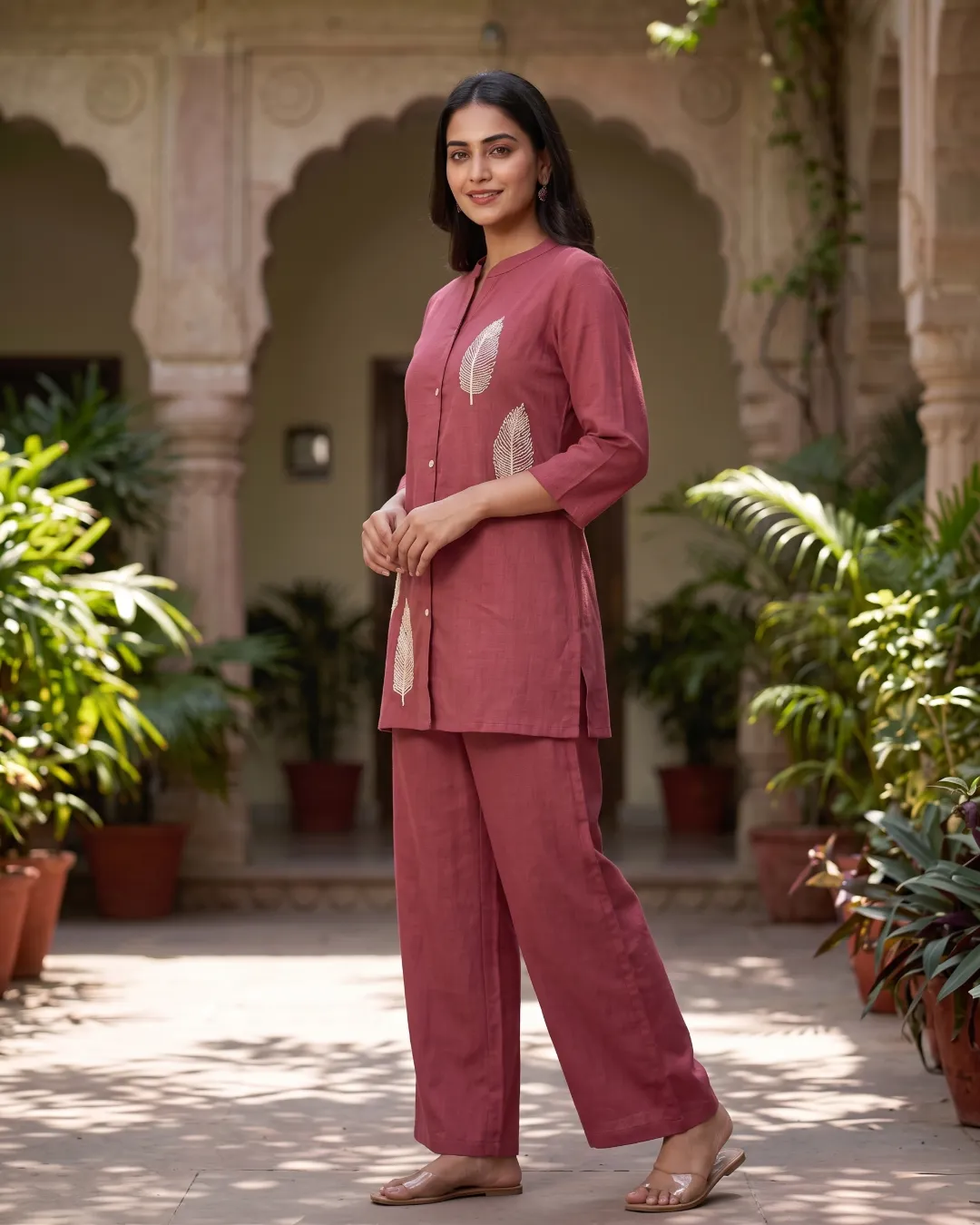 Elegant Pink Embroidery