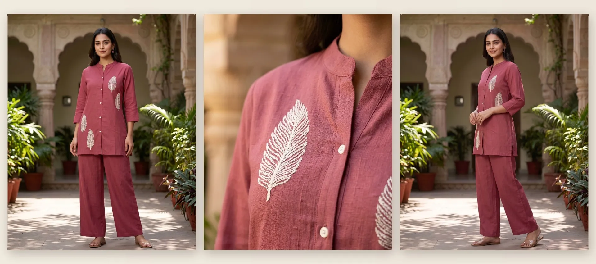 Elegant Pink Embroidery