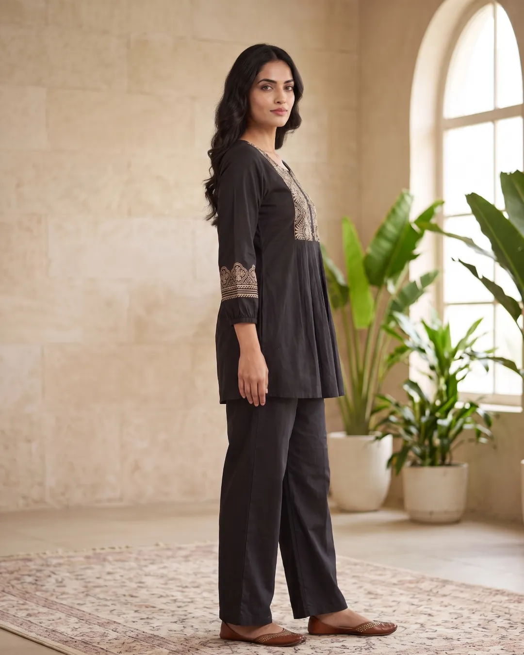 Black Elegant Embroidered Co-ord Set