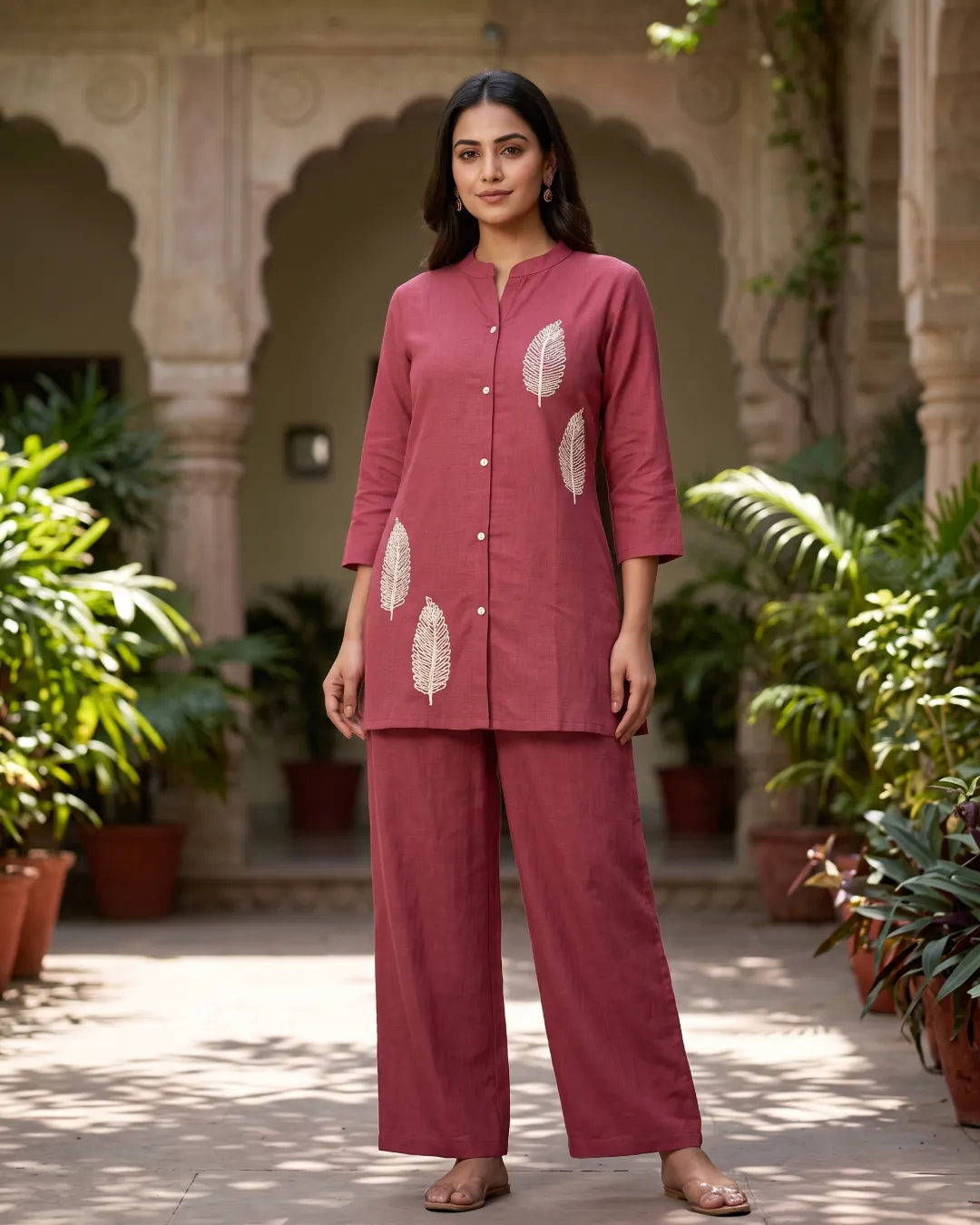 Elegant Pink Embroidery Co-ord Set