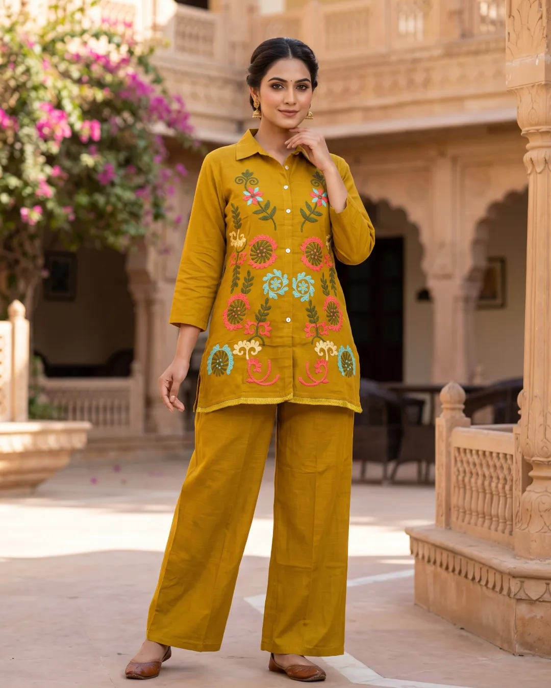 Lemon Green Embroidered Co-ord Set
